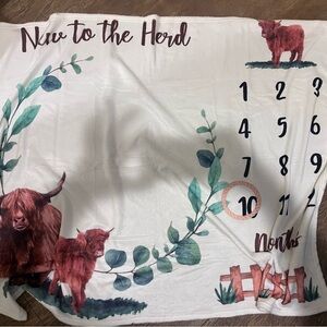 Baby Milestone Blanket with Cows and Leaves